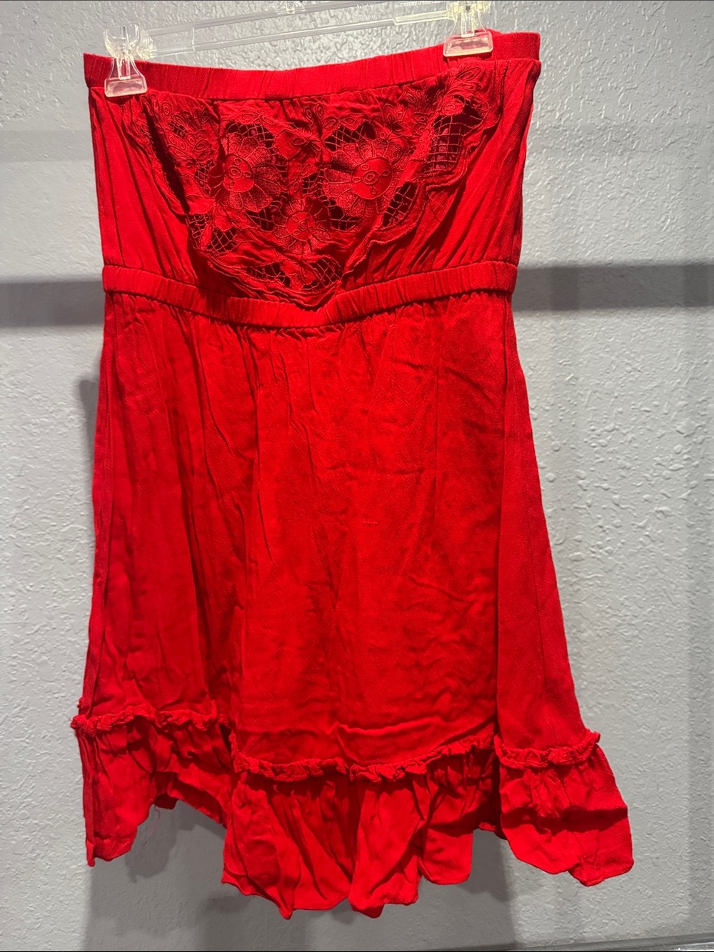 Red Women’s strapless Lace detail Dress